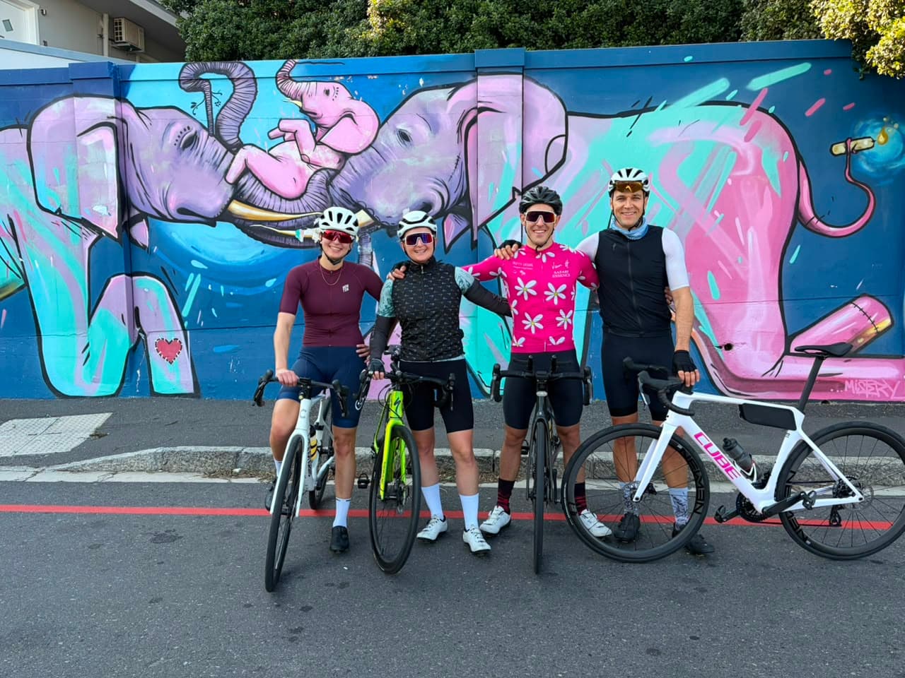 Riders at the mural